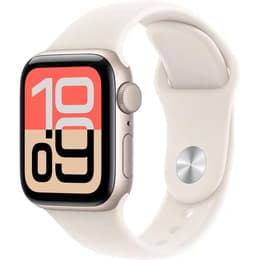 Apple Watch (2025) GPS 44 mm - Aluminium Stjärnglans - Sportband Vit