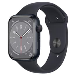Apple Watch (Series 8) 2022 GPS 45 - Aluminium Midnatt - Sportband Svart