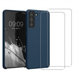 Skal Galaxy S21+ 5G och 2 st skärmskydd - Silikon - Marinblå