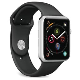 Apple Watch Series 4 (2018) GPS + Mobilnät 44 mm - Aluminium Silver - Sportband Svart