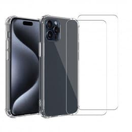 Skal iPhone 15 Pro Max och 2 st skärmskydd - TPU - Genomskinlig