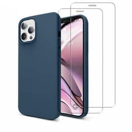 Skal iPhone 12/iPhone 12 Pro och 2 st skärmskydd - Silikon - Marinblå