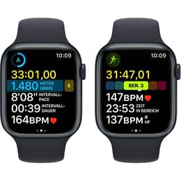 Apple Watch (Series 8) 2023 GPS + Mobilnät 45 - Aluminium Midnatt - Sportband Svart