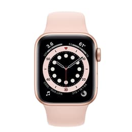 Apple Watch Series 6 (2020) GPS + Mobilnät 44 mm - Rostfritt stål Guld - Sportband Rosa