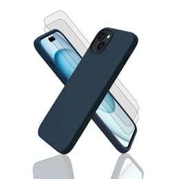 Skal iPhone 15+ och 2 st skärmskydd - Silikon - Blå