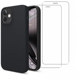 Skal iPhone 12 mini och 2 st skärmskydd - Silikon - Svart