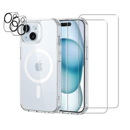 Skal iPhone 15 och 2 st skärmskydd - TPU - Genomskinlig
