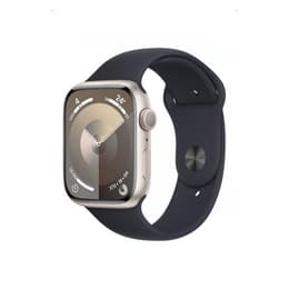 Apple Watch Series 9 (2023) GPS 45 mm - Aluminium Stjärnglans - Sportband Svart