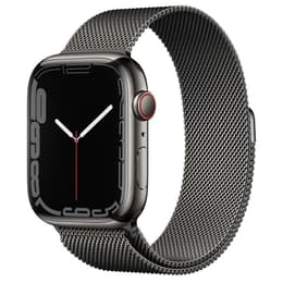 Apple Watch (Series 7) 2021 GPS + Mobilnät 45 - Rostfritt stål Grafit - Milanese loop Grå