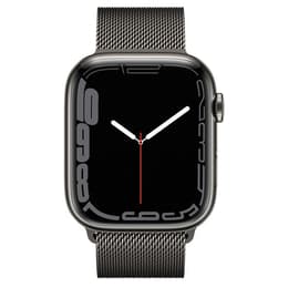 Apple Watch (Series 7) 2021 GPS + Mobilnät 45 - Rostfritt stål Grafit - Milanese loop Grå
