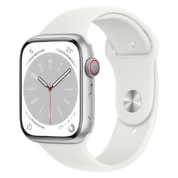 Apple Watch (Series 8) 2022 GPS + Mobilnät 45 - Aluminium Silver - Sportband Vit