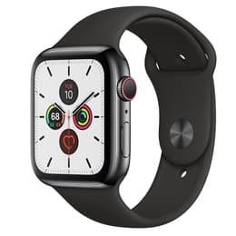 Apple Watch (Series 5) 2019 GPS + Mobilnät 44 - Rostfritt stål Space black - Sportband Svart