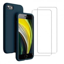 Skal iPhone SE(2020/2022)/iPhone 8/7 och 2 st skärmskydd - Silikon - Blå