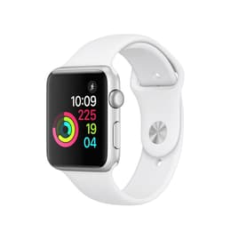 Apple Watch (Series 2) 2016 GPS 42 - Rostfritt stål Silver - Sport loop Vit
