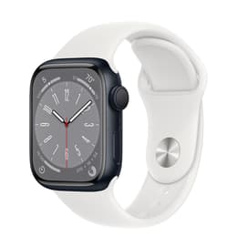Apple Watch Series 8 (2022) GPS + Mobilnät 45 mm - Aluminium Midnight - Sportband Vit