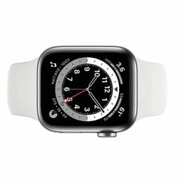 Apple Watch Series 6 (2020) GPS + Mobilnät 40 mm - Rostfritt stål Silver - Sportband Vit