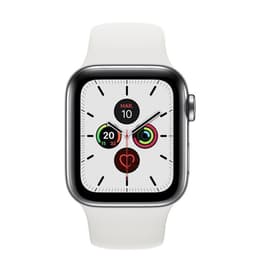 Apple Watch (Series 5) 2019 GPS + Mobilnät 40 - Rostfritt stål Silver - Sport-loop Vit