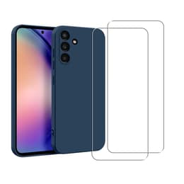 Skal Galaxy A54 och 2 st skärmskydd - Silikon - Blå
