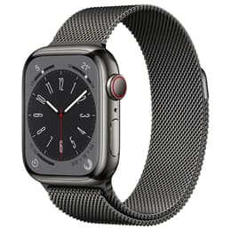 Apple Watch Series 8 (2022) GPS + Mobilnät 41 mm - Rostfritt stål Grafit - Milanese loop Svart