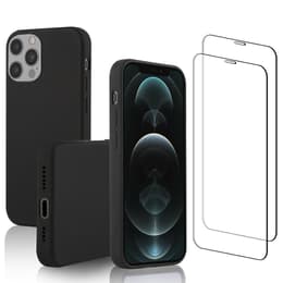 Skal iPhone 12 Pro Max och 2 st skärmskydd - Silikon - Svart