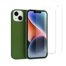 Skal iPhone 14 och 2 st skärmskydd - Silikon - Grön