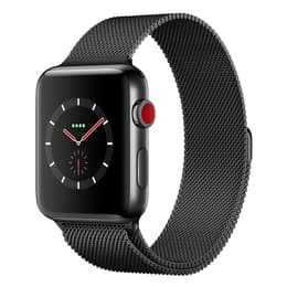 Apple Watch (Series 3) 2017 GPS + Mobilnät 42 - Rostfritt stål Grå utrymme - Milanese Svart