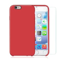 Skal iPhone 6 Plus/6S Plus och 2 st skärmskydd - Silikon - Röd