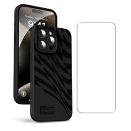 Back Market Skal iPhone 15 Pro Max och skyddsskärm - 100% biologiskt nedbrytbar - Svart - Vågmönster