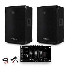 Ibiza Sound Paire d'enceinte Sono passive IBIZA DISCO10B TRAPEZOIDALE 10" 1000W BassReflex + Table de Mix + Câble PC PA högtalare