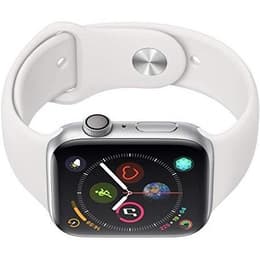 Apple Watch Series 4 (2018) GPS + Mobilnät 44 mm - Rostfritt stål Silver - Sportband Vit