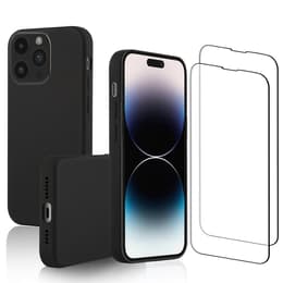 Skal iPhone 15 Pro Max och 2 st skärmskydd - Silikon - Svart