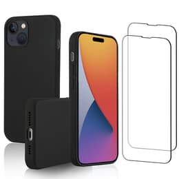 Skal iPhone 15 Plus och 2 st skärmskydd - Silikon - Svart