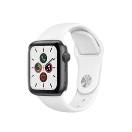 Apple Watch Series 5 (2019) GPS + Mobilnät 44 mm - Aluminium Grå utrymme - Sportband Vit