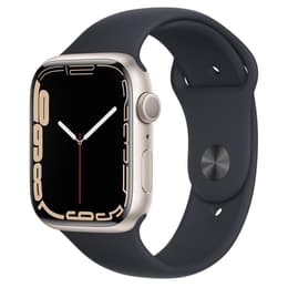 Apple Watch (Series 7) 2021 GPS 45 - Aluminium Stjärnglans - Sportband Svart