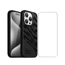 Back Market Skal iPhone 15 Pro och skyddsskärm - 100% biologiskt nedbrytbar - Svart - Vågmönster