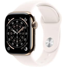 Apple Watch Series 11 (2025) GPS + Mobilnät 46 mm - Titan Guld - Sportband Vit