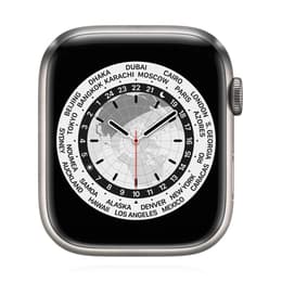 Apple Watch Series 7 (2021) GPS + Mobilnät 45 mm - Titan Silver - Sportband Svart
