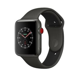 Apple Watch (Series 3) 2017 GPS 42 - Aluminium Grå utrymme - Sport loop Svart