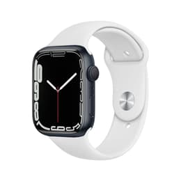 Apple Watch Series 7 (2021) GPS + Mobilnät 45 mm - Aluminium Midnight - Sportband Vit