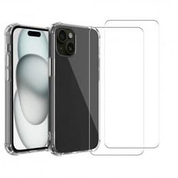 Skal iPhone 15 och 2 st skärmskydd - TPU - Genomskinlig