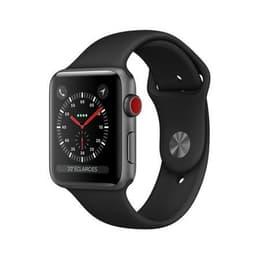 Apple Watch (Series 3) 2017 GPS + Mobilnät 38 - Aluminium Grå utrymme - Sportband Svart