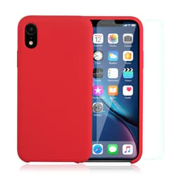 Skal iPhone XR och 2 st skärmskydd - Silikon - Röd