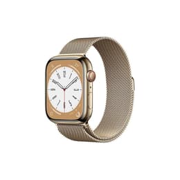 Apple Watch Series 8 (2022) GPS + Mobilnät 45 mm - Rostfritt stål Guld - Milanese loop Guld