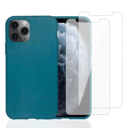 Skal iPhone 11 Pro och 2 st skärmskydd - Naturligt material - Blå