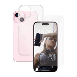 Skal iPhone 15 och skyddsskärm - Silikon - Genomskinlig