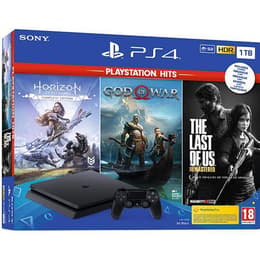 PlayStation 4 Slim 1000GB - Svart + Horizon Zero Dawn + God of War + The Last of Us (Remastered)