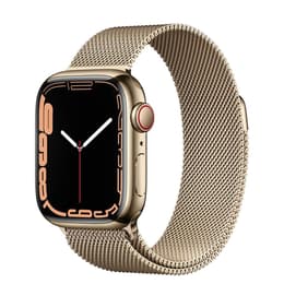 Apple Watch Series 7 (2021) GPS + Mobilnät 41 mm - Rostfritt stål Guld - Milanese loop Guld