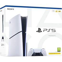 PlayStation 5 1000GB - Vit Sony PS5 Disc Edition 1TB Console 4K Gaming Ultra HD Blu-Ray Wi-Fi + No