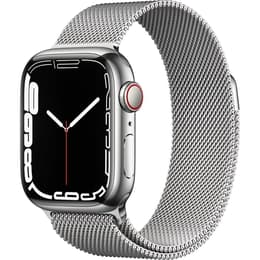 Apple Watch Series 7 (2021) GPS + Mobilnät 41 mm - Rostfritt stål Silver - Milanese loop Grå