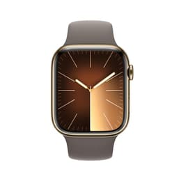Apple Watch Series 9 (2023) GPS + Mobilnät 41 mm - Rostfritt stål Guld - Sportband Svart